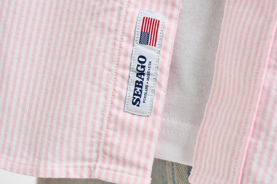Camicia uomo in cotone a righe rosa e bianche 751271W A11 SEBAGO 