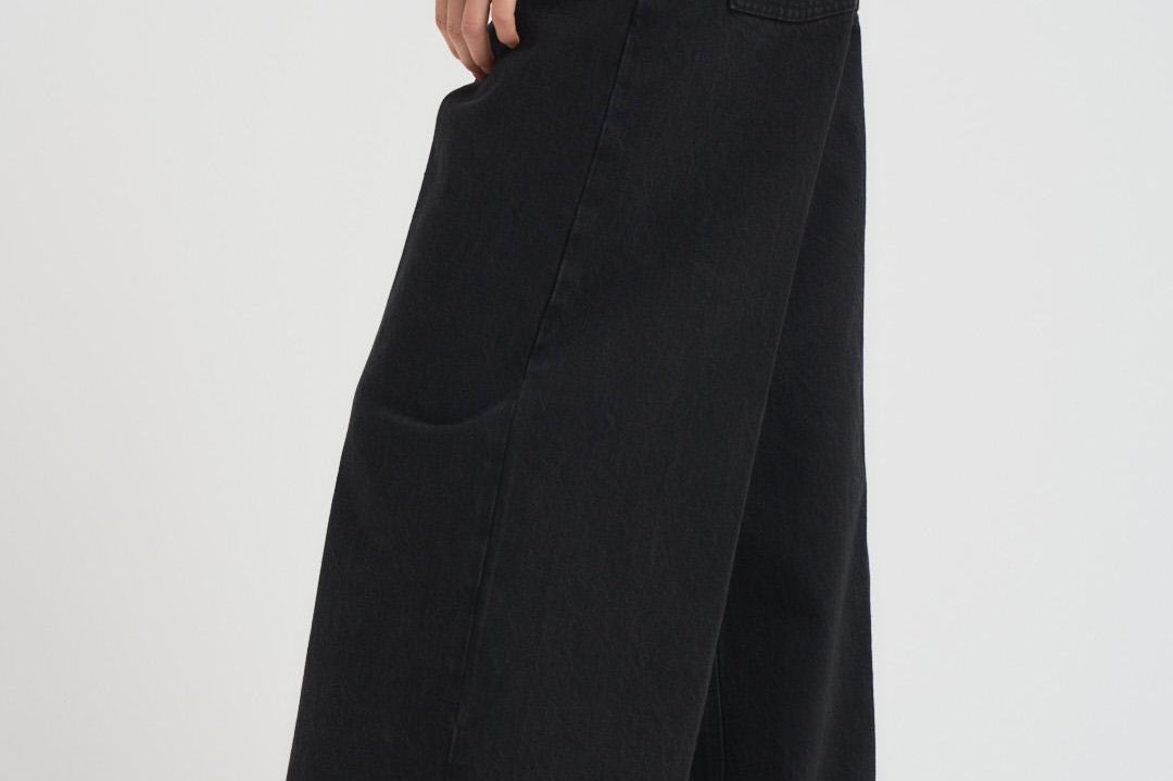 Pantalone donna a palazzo in denim nero 14336 8006NOIR FORTE FORTE 