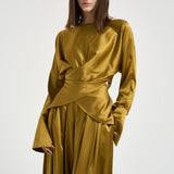 Camicia donna Xenia drappeggio in vita oro 726SS7827S GOLDEN DANAME 