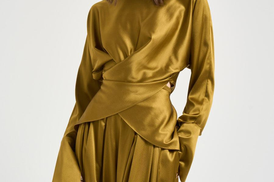 Camicia donna Xenia drappeggio in vita oro 726SS7827S GOLDEN DANAME 