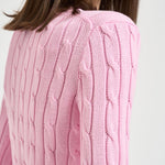 Maglione donna girocollo a trecce rosa 211971869 010 RALPH LAUREN 