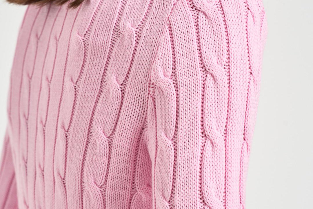 Maglione donna girocollo a trecce rosa 211971869 010 RALPH LAUREN 