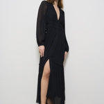 Abito donna lungo nero Amara RO0668FA C1J07E01BK MARANT ETOILE 
