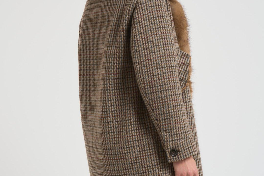 Cappotto donna lungo pied de poule multicolor S1142 2257227 BAZAR DELUXE 