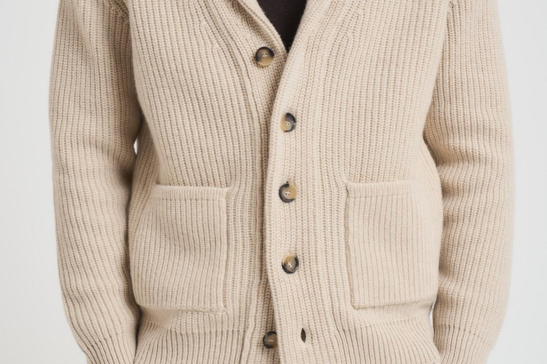 Cardigan uomo collo sciallato sabbia CS3MLT W5CP931 FILIPPO DE LAURENTIS 