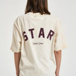 T-shirt donna girocollo avorio con strass GUP01873 P00242111616 GOLDEN GOOSE 