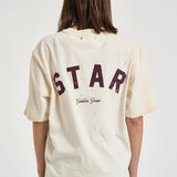 T-shirt donna girocollo avorio con strass GUP01873 P00242111616 GOLDEN GOOSE 