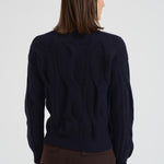 Maglione girocollo trecce donna Nils blu NILS 80MARINEFONCE KUJTEN 