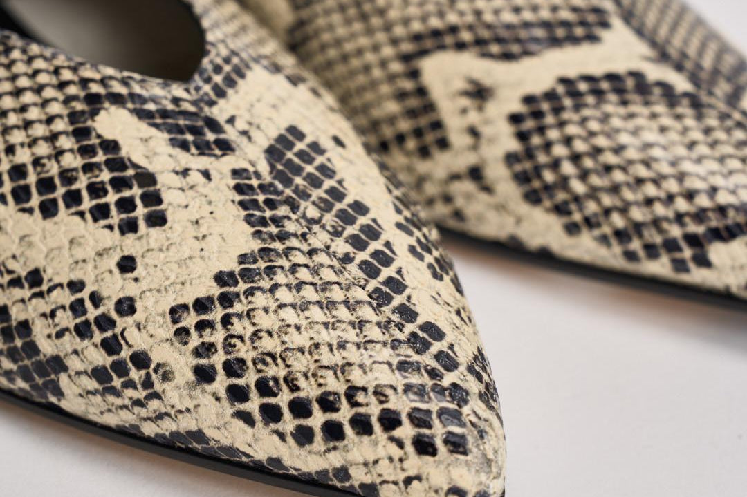 Ballerina donna in pelle stampata pitonata MOAP8MFL CREAMY AEYDE 