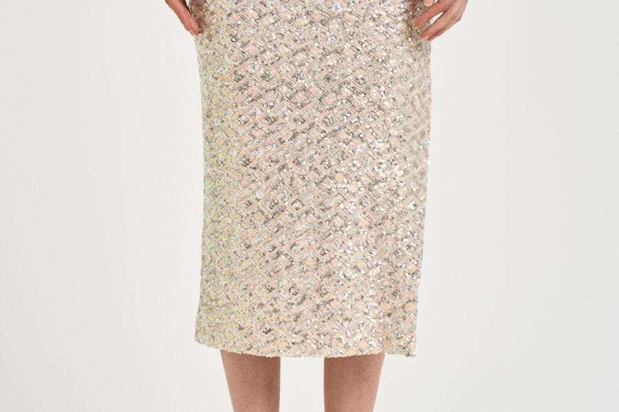 Gonna donna full paillettes cipria 609GO UNICA ACTUALEE 