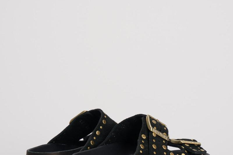 Sandalo donna Arizona nero con borchie oro<BR/> 1027855 BLACK BIRKENSTOCK 