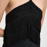 Top donna nero crochet e frange TM190913A BLACK THE ANDAMANE 