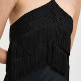 Top donna nero crochet e frange TM190913A BLACK THE ANDAMANE 