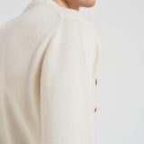 Maglia uomo girocollo con ricamo Courmayeur panna HERON COURMAD10EMB MC2 SAINT BARTH 