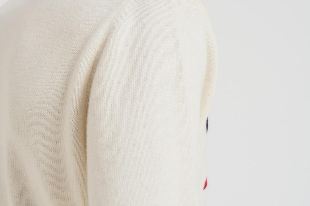 Maglia uomo girocollo con ricamo Courmayeur panna HERON COURMAD10EMB MC2 SAINT BARTH 