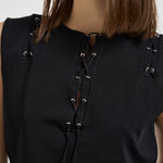 Top donna con lacci nero<BR/> FELICINE BLA0126S IRO 