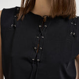 Top donna con lacci nero<BR/> FELICINE BLA0126S IRO 