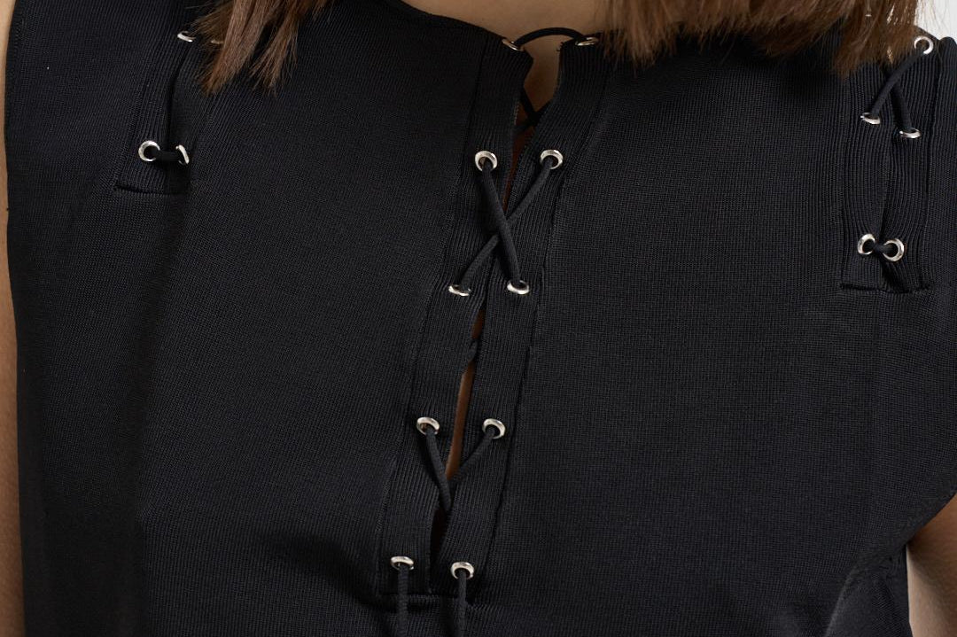 Top donna con lacci nero<BR/> FELICINE BLA0126S IRO 