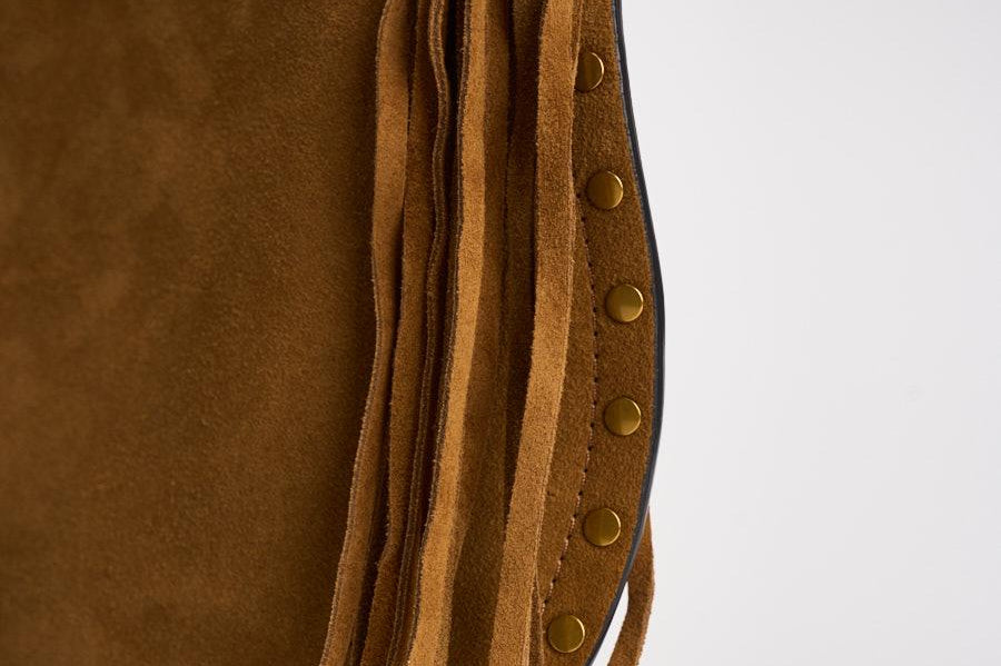 Borsa Oskan Soft Zip Franges in suede cammello BF0066FG D2C17MCOGNAC ISABEL MARANT 