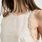 Top donna avorio con ricami 14600 0038 FORTE FORTE 
