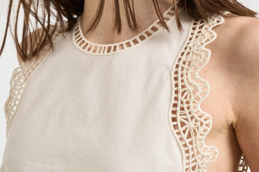 Top donna avorio con ricami 14600 0038 FORTE FORTE 