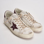 Sneakers uomo Super-star bianca e bordeaux GMF00101 F00811410350 GOLDEN GOOSE 