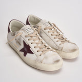 Sneakers uomo Super-star bianca e bordeaux GMF00101 F00811410350 GOLDEN GOOSE 