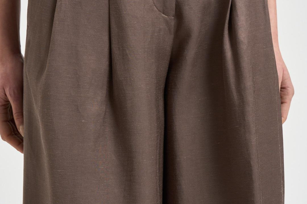 Pantalone donna a vita alta tortora A04143 01926151 PESERICO 