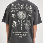 T-shirt uomo grigio antracite con stampa OLIVINNE FADEDBLACK DON'T WASTE CULTURE 