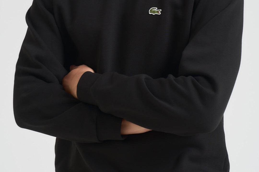 Felpa uomo girocollo in pile nera SH9608 031 LACOSTE 
