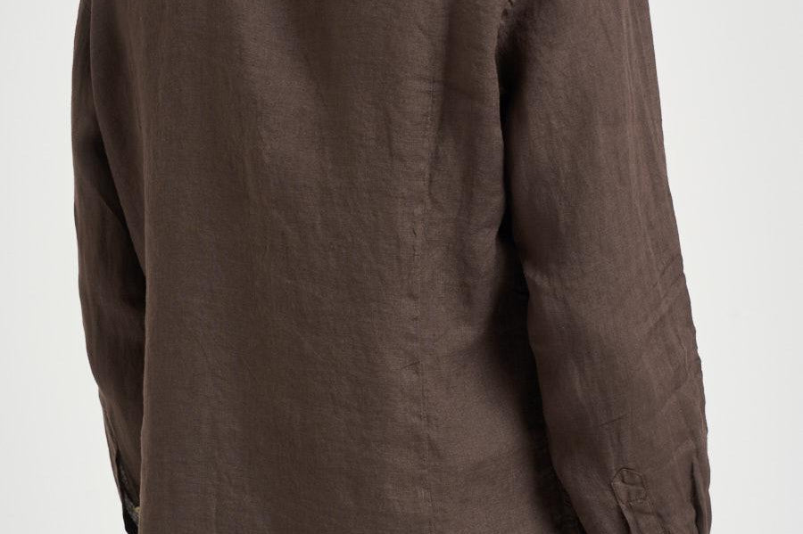 Camicia uomo "Pamplona" in lino marrone LINEN 18H MC2 SAINT BARTH 