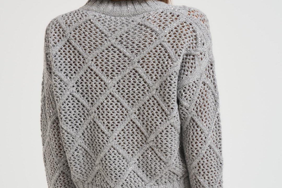 Maglia donna a rombi grigio chiaro ELLADE 002 MAX MARA STUDIO 