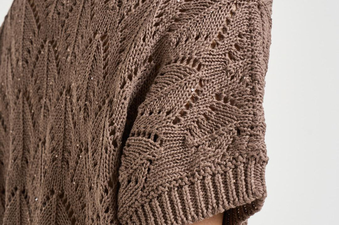 Maglia donna traforata marrone A99079F03 09110149 PESERICO 