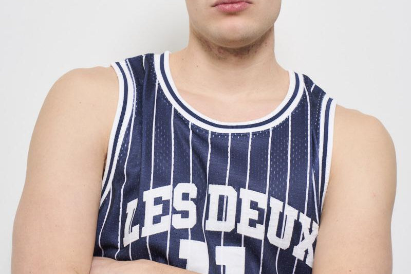 Canotta uomo a righe blu LDM101218 460218DARKNAVY\IVORY LES DEUX 