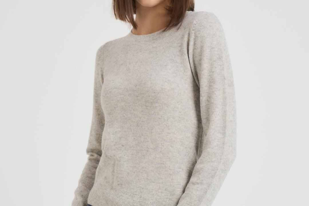 Maglia donna girocollo grigio chiaro CATELINA LIGHTGREY ABSOLUT CASHMERE. 