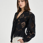 Blusa donna Nina in sangallo nera HT0856FA D2J01IBLACK ISABEL MARANT 
