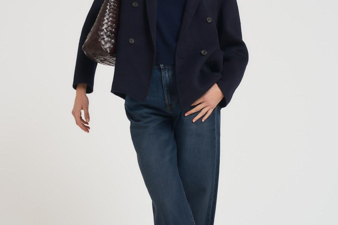 Cappotto donna corto doppiopetto blu notte MERYL NAVY BLUE ACCADEMIE TESSILI 
