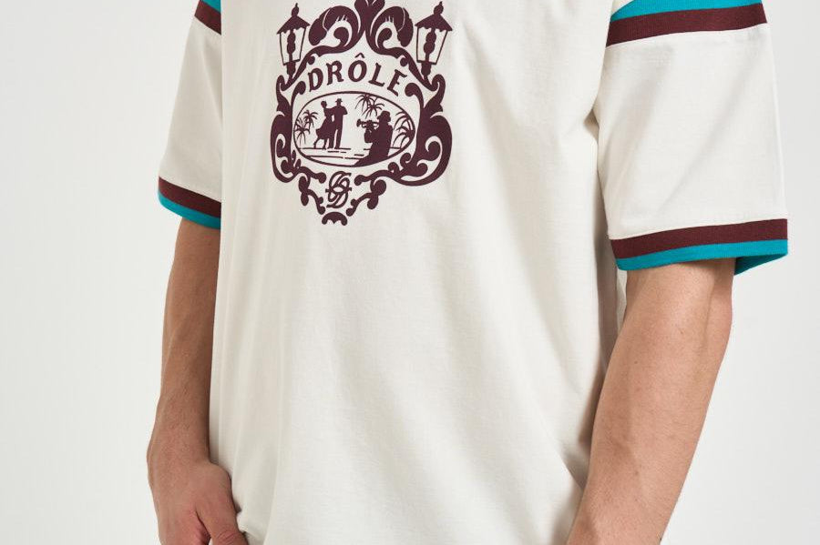 T-shirt uomo bianca e marrone TS293 CO248OFFWHITE DROLE DE MONSIEUR 
