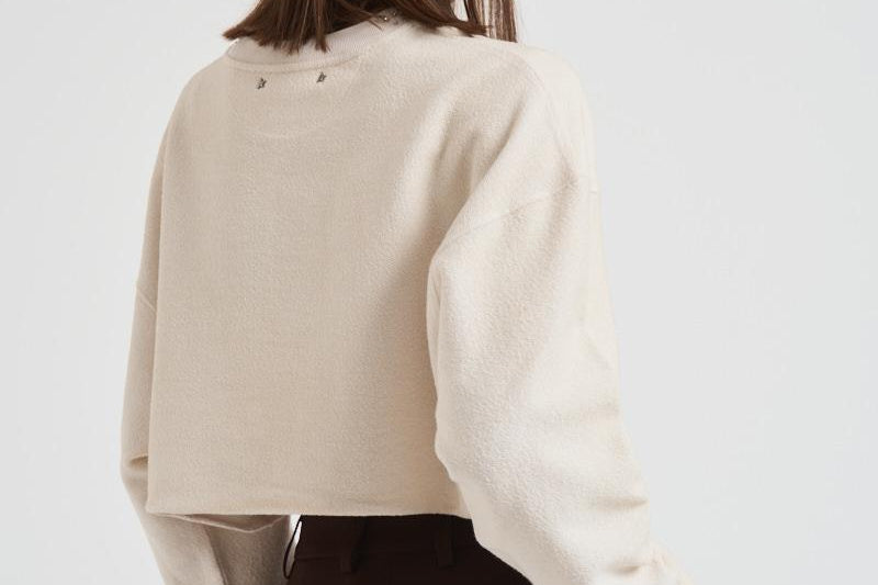 Maglia donna cropped panna GWP02203 P00212211616 GOLDEN GOOSE 