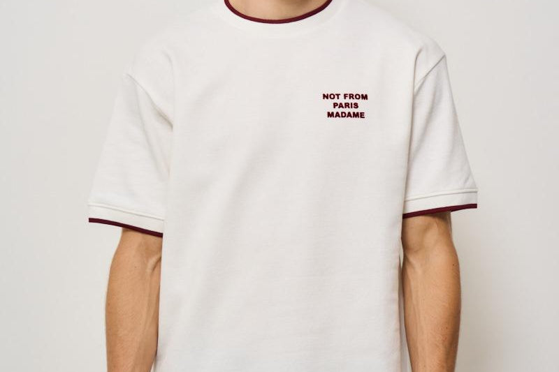 T-shirt uomo girocollo panna e bordeaux TS262 CO167OW DROLE DE MONSIEUR 