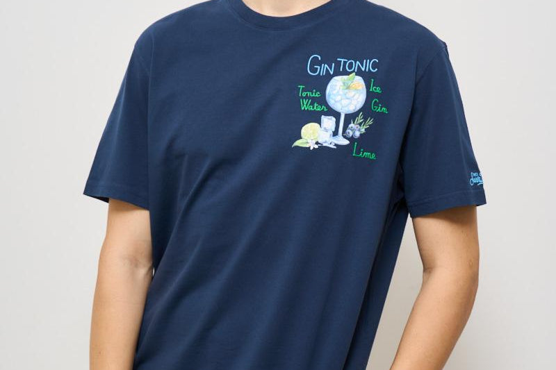T-shirt uomo blu Gin Tonic GINGLASS 61EMB MC2 SAINT BARTH 