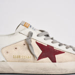 Sneakers uomo Super-Star bianca e bordeaux GMF00104 F00872615984 GOLDEN GOOSE 