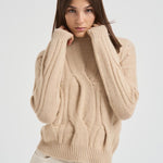 Maglione girocollo trecce donna Nils beige NILS 02ORGANIC KUJTEN 