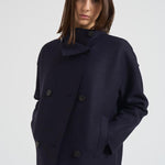 Cappotto donna corto doppiopetto blu AG2484 MLK358 HARRIS WHARF LONDON 