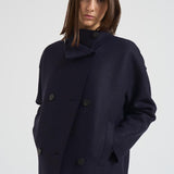 Cappotto donna corto doppiopetto blu AG2484 MLK358 HARRIS WHARF LONDON 