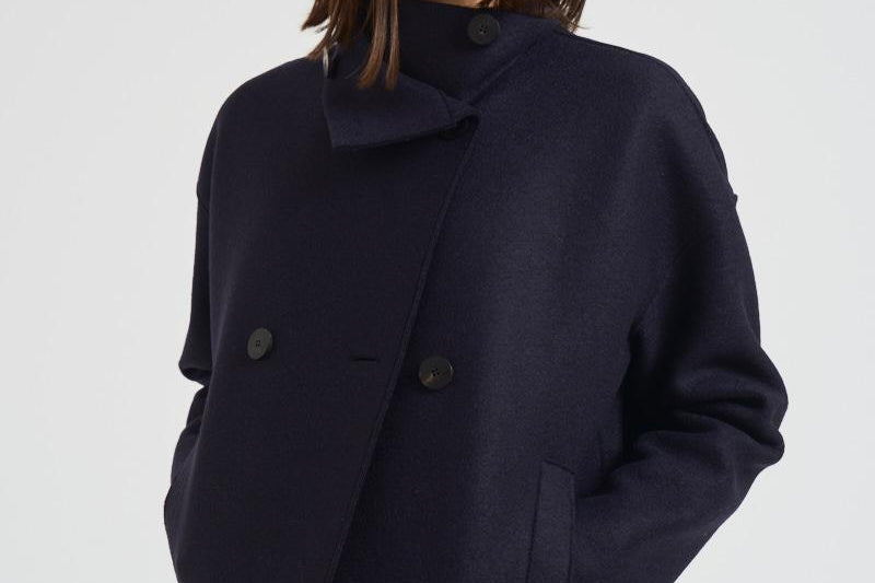 Cappotto donna corto doppiopetto blu AG2484 MLK358 HARRIS WHARF LONDON 