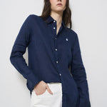 Camicia donna in lino blu 211970730 002 RALPH LAUREN 