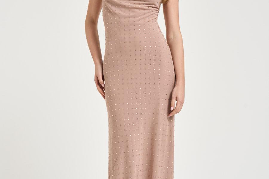 Abito donna aderente cipria 106299A32X FARROQ24 PINKO 