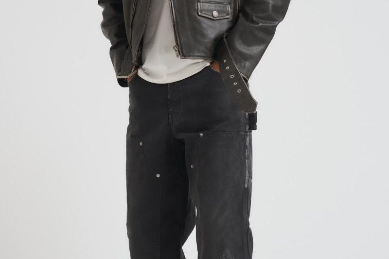 Giubbotto uomo chiodo in pelle nero GMP00297 P00064790100 GOLDEN GOOSE 