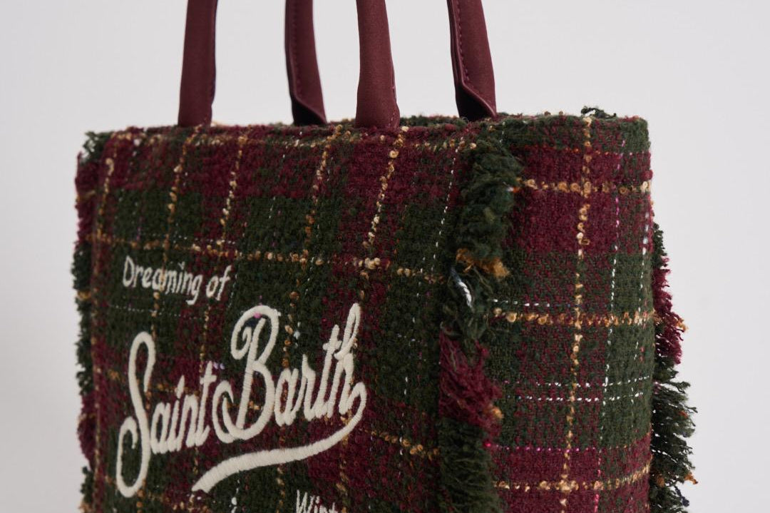 Borsa donna Colette Tweed verde e bordeaux COLETTETWD CK4551 MC2 SAINT BARTH 